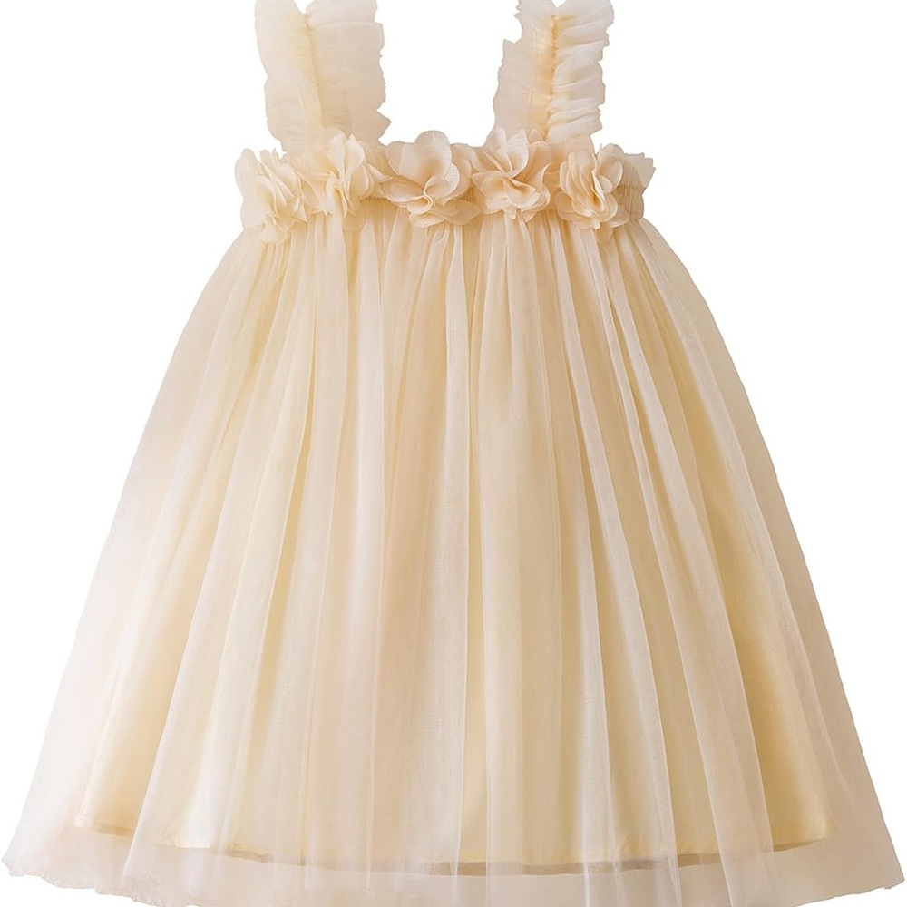 Cream Tulle Kids Dress
